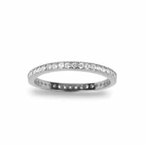 Bague Marylin en argent 925/1000, anneau sertie de cubics zirconiums Orligne Genève R1505WW-KHA