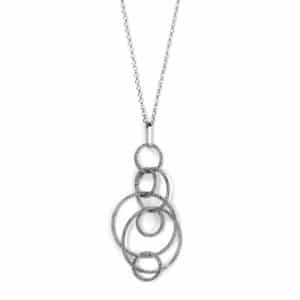 Collier Joséphine avec pendentif multi anneaux en argent rhodié 925/1000. Orligne Genève 300C0038PAS-1