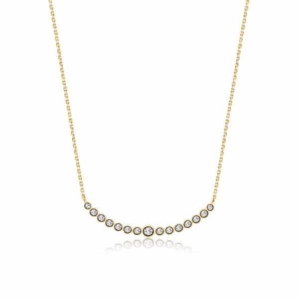 Collier Marylin, tour de cou en argent doré 925 serti de cubics zirconiums. Longueur 45,5 cm + 4 cm de rallonge. Orligne Genève N1073YWKHA-1