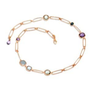 Collier Météore en or rose 18K avec pierres naturelles Orligne Genève RUMBA/C012SUP