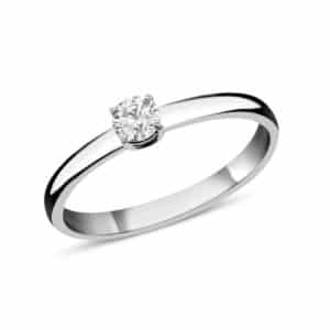 Bague diamant solitaire NON TRAITE 0.185 ct, or blanc. Swiss Made Orligne Genève BA071117 ORL