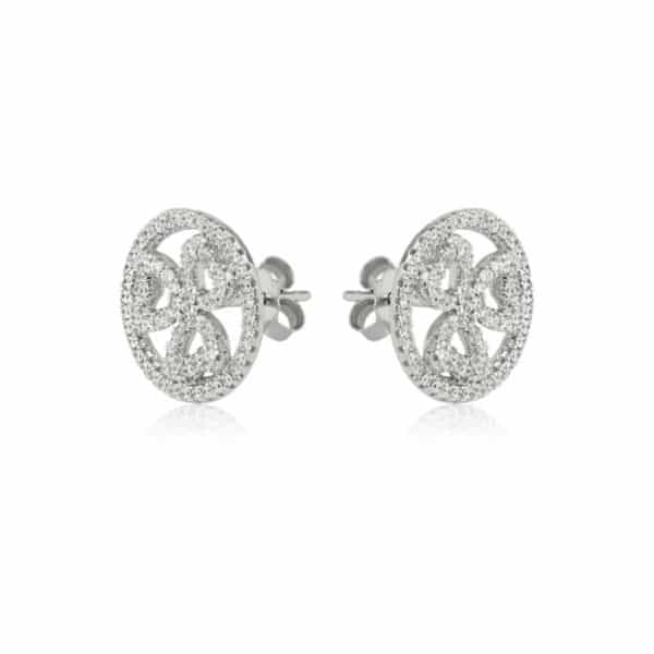 Boucles d’oreilles, Marylin, en argent rhodié 925/1000, serties de cubics zirconiums. Orligne Genève E1033WWKHA