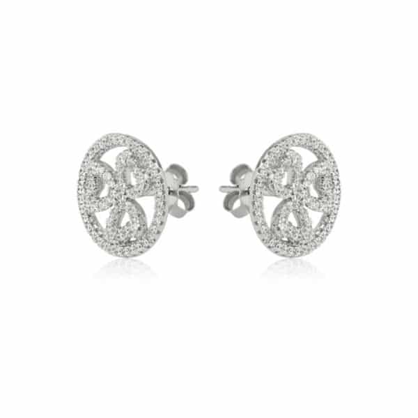 Boucles d’oreilles, Marylin, en argent rhodié 925/1000, serties de cubics zirconiums. Orligne Genève E1033WWKHA