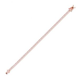 Bracelet rivière Marylin en argent rhodié rose 925/1000, serti de cubics zirconiums de 3 mm. Orligne Genève B1479RW