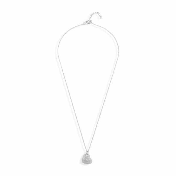 Collier Marylin, tour de cou en argent rhodié 925/1000, pendentif coeur serti de cubics zirconiums. Longueur 39,5 cm + 5 cm de rallonge. Orligne Genève N1083WWKHA-1-1