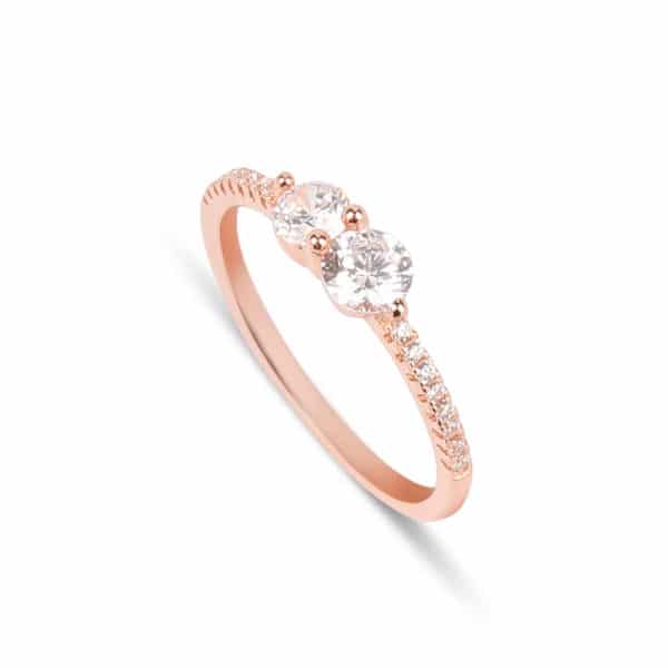Bague Marylin en argent rosé 925/1000, sertie de cubics zirconiums Orligne Genève R1596RWKHA