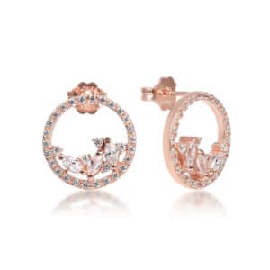 Boucles d’oreilles Marylin, en argent rosé 925/1000 serti de navettes cubics zirconiums. Orligne Genève E1537RW KHA-1