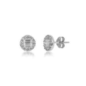 Boucles d’oreilles en argent 925/1000 rhodié, serties de cubics zirconiums. Orligne Genève EAR12WW KHA-1