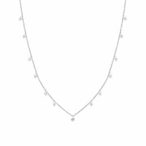 Collier Sautoir Marylinen argent 925/1000 serti de cubics zirconiums. Orligne Genève N1841WW