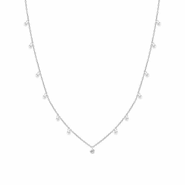 Collier Sautoir Marylinen argent 925/1000 serti de cubics zirconiums. Orligne Genève N1841WW