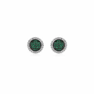 Boucles d’oreilles Marylin en argent 925/1000 rhodié, serties de cubics zirconiums verts. Orligne Genève E1162WE-