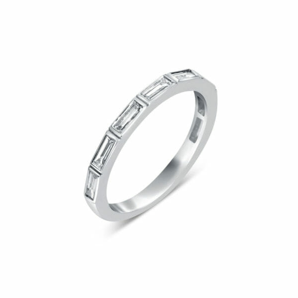 Bague Iris en or blanc 750/1000, 8 diamants baguettes serti clos Orligne Genève R4253WG-IND