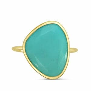 Bague Iris en or jaune 375/1000, 9K, avec turquoise Orligne Genève RH1451YGTQ-IND