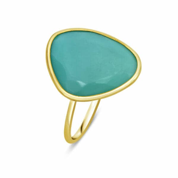 Bague Iris en or jaune 375/1000, 9K, avec turquoise Orligne Genève RH1451YGTQ-IND