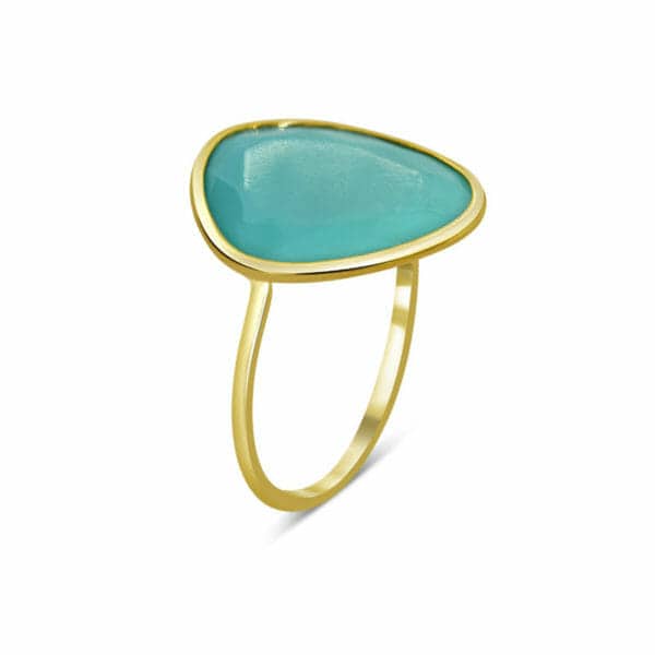 Bague Iris en or jaune 375/1000, 9K, avec turquoise Orligne Genève RH1451YGTQ-IND