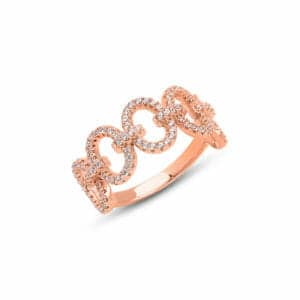 Bague Marylin en argent 925/1000 rosé, sertie de cubics zirconiums Orligne Genève R1370RWKHA