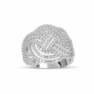 Bague Marylin en argent rhodié 925/1000, sertie de cubics zirconiums. Orligne Genève R1639WW-KHA